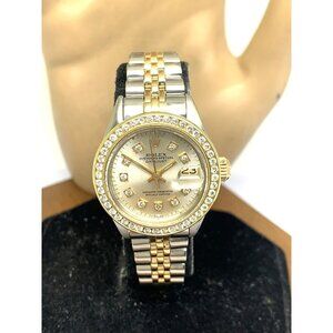 Rolex Datejust Women's Watch 6917 Swiss Automatic Steel 18k Gold Diamond 1973